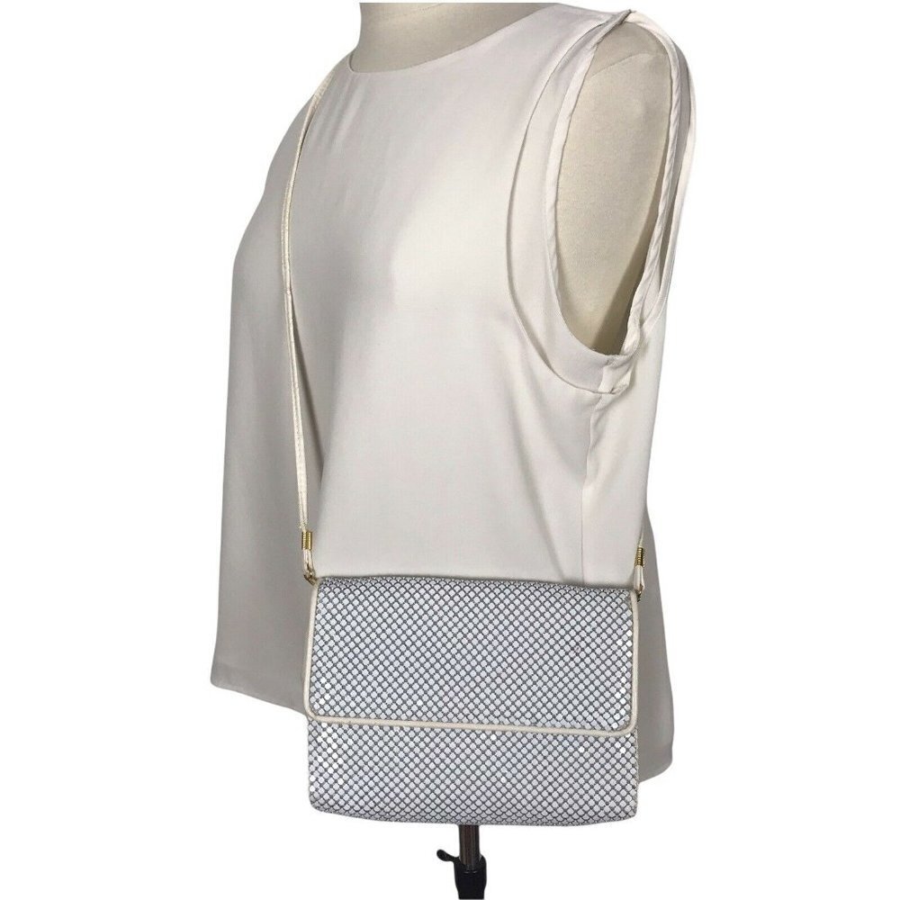 Vintage Whiting & Davis White Mesh Shoulder Bag Clutch Bag Purse